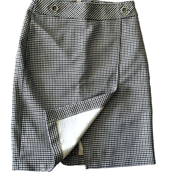 Y2K Clueless Skirt Houndstooth Pencil Midi Knee S 6 Lined H & M Grommet Preppy - Picture 10 of 13